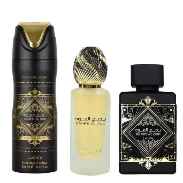 Lattafa Badee Al Oud Oud For Glory EDP 100ml 3 Piece Gift Set