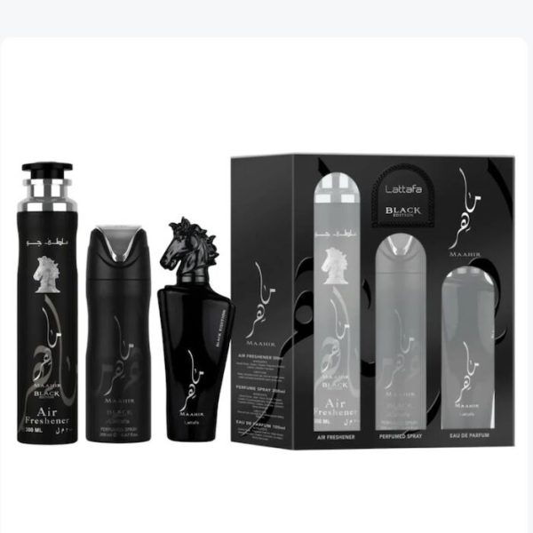 Lattafa Maahir Black EDP 100ml 3 Piece Gift Set